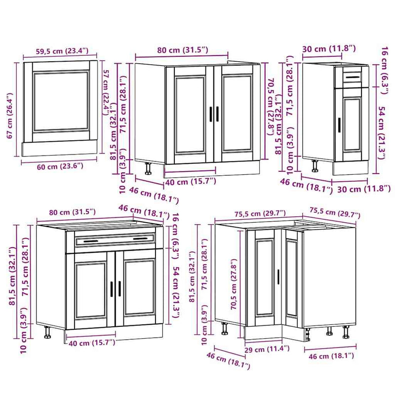 11 Piece Kitchen Cabinet Set Porto Black Engineered Wood