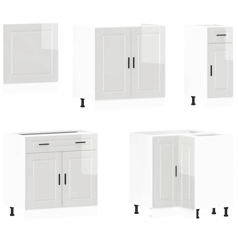 11 Piece Kitchen Cabinet Set Porto Gloss White Engineered Wood