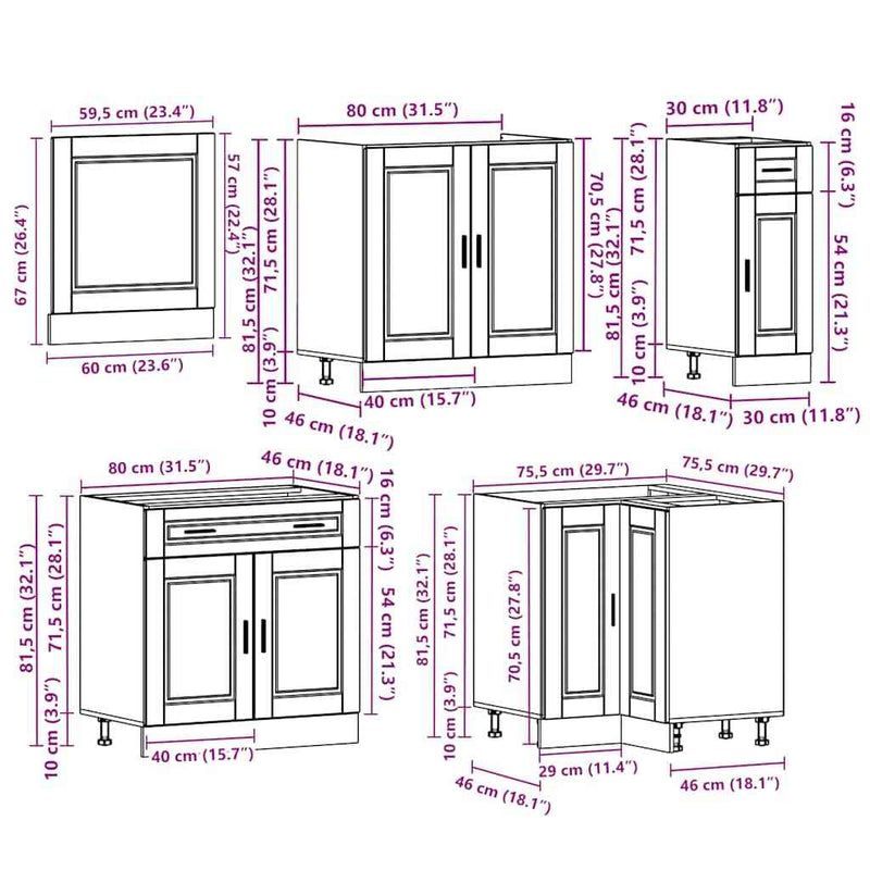 11 Piece Kitchen Cabinet Set Porto Grey Sonoma Engineered Wood