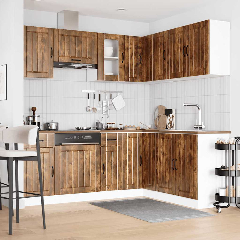 11 Piece Kitchen Cabinet Set Kalmar Smoked Oak Engineered Wood