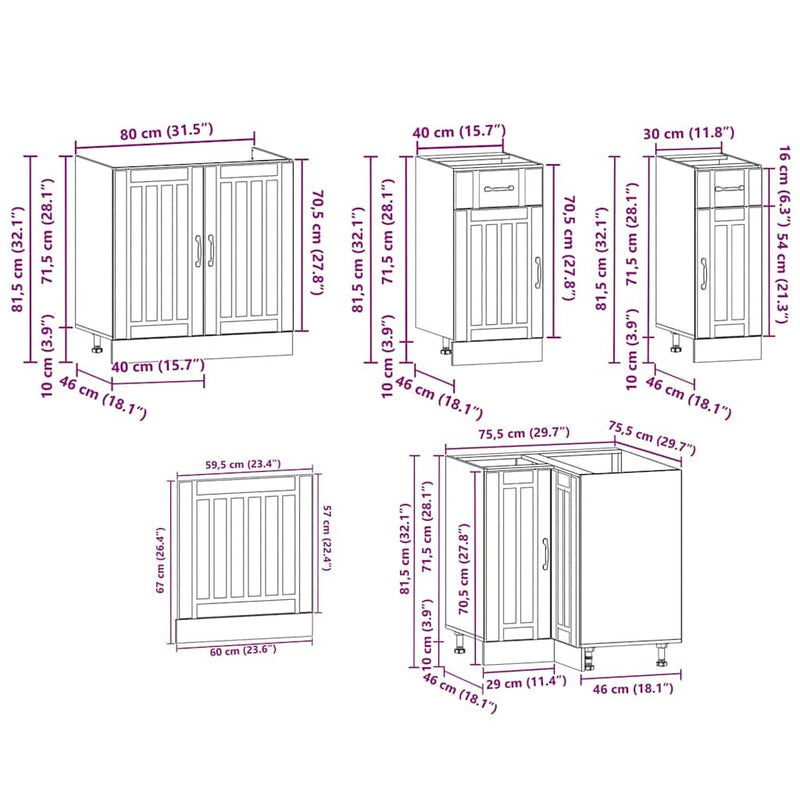 11 Piece Kitchen Cabinet Set Lucca White Engineered Wood