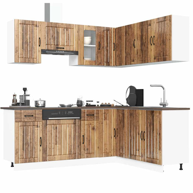 11 Piece Kitchen Cabinet Set Lucca Old Wood Engineered Wood