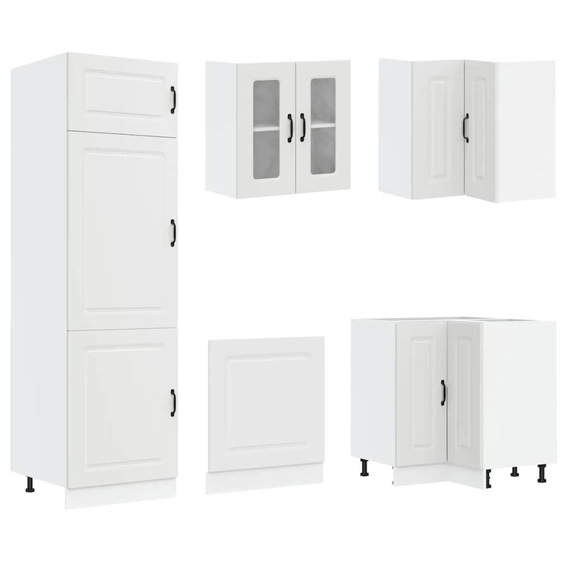 14 Piece Kitchen Cabinet Set Kalmar White Engineered Wood