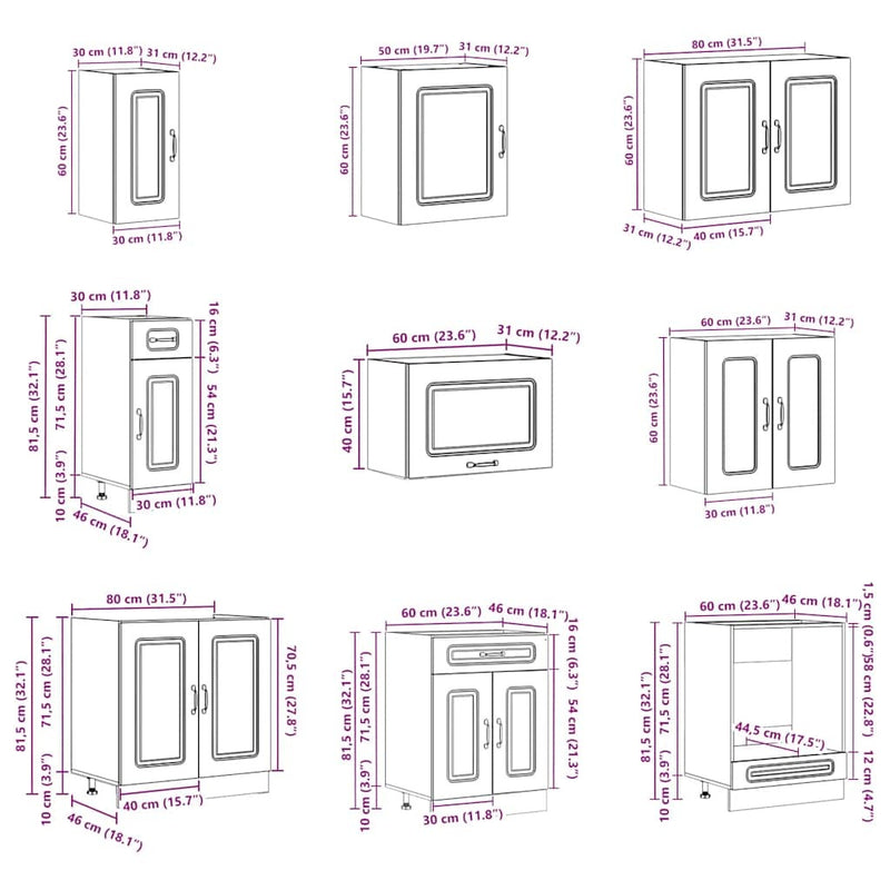 14 Piece Kitchen Cabinet Set Kalmar White Engineered Wood