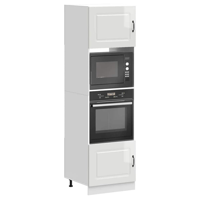 Oven Cabinets 2 pcs Lucca Gloss White Engineered Wood