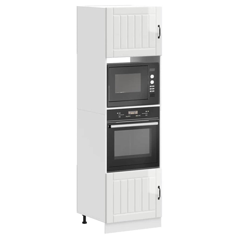 Oven Cabinets 2 pcs Kalmar Gloss White Engineered Wood