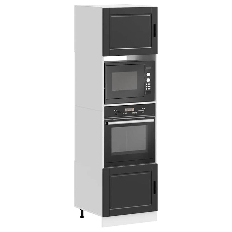 Oven Cabinets 2 pcs Porto Black Engineered Wood