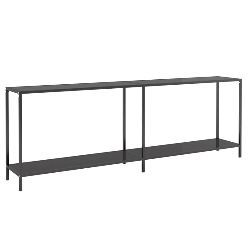 Console Table Black 220x35x75.5 cm Tempered Glass