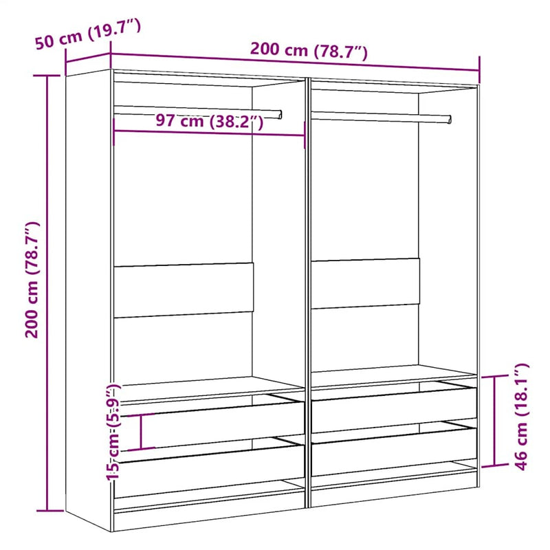 Wardrobe Old Wood 100x50x200 cm Engineered Wood