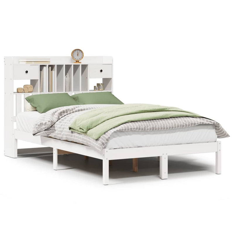 Bookcase Bed without Mattress White 120x190 cm Small Double Solid Wood Pine