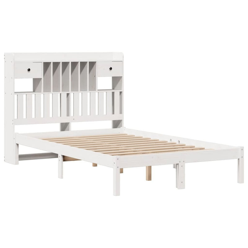 Bookcase Bed without Mattress White 120x190 cm Small Double Solid Wood Pine