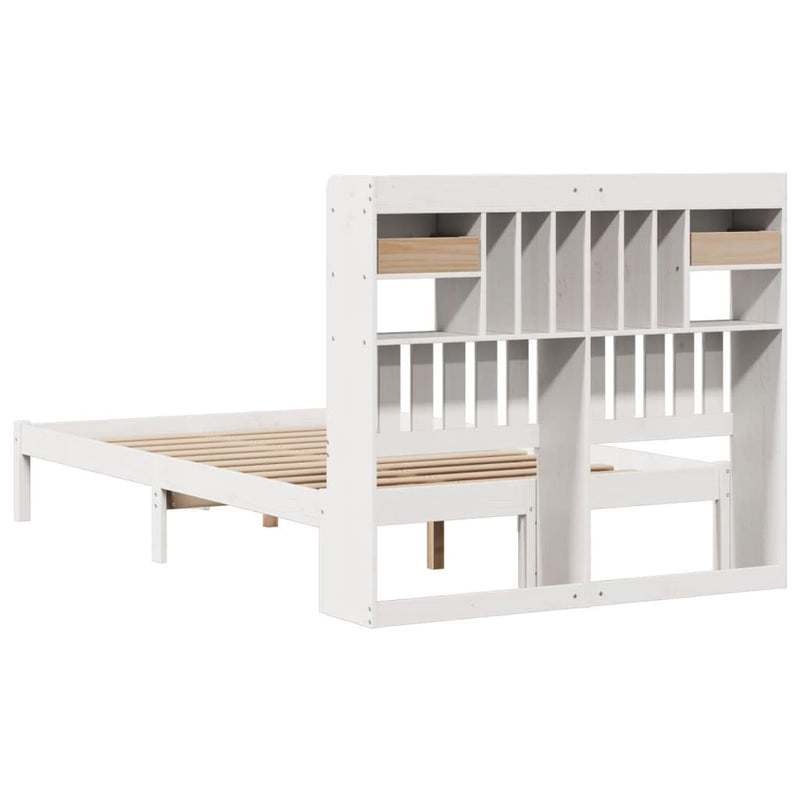 Bookcase Bed without Mattress White 120x190 cm Small Double Solid Wood Pine