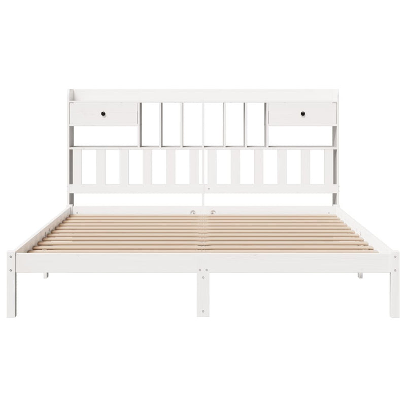 Bookcase Bed without Mattress White 200x200 cm Solid Wood Pine