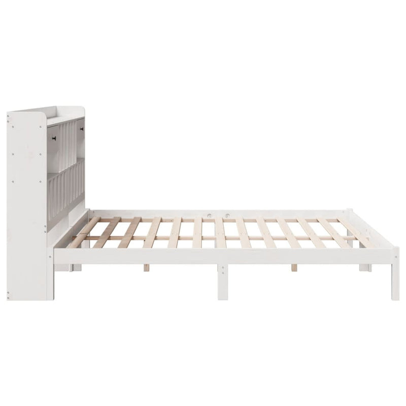 Bookcase Bed without Mattress White 200x200 cm Solid Wood Pine