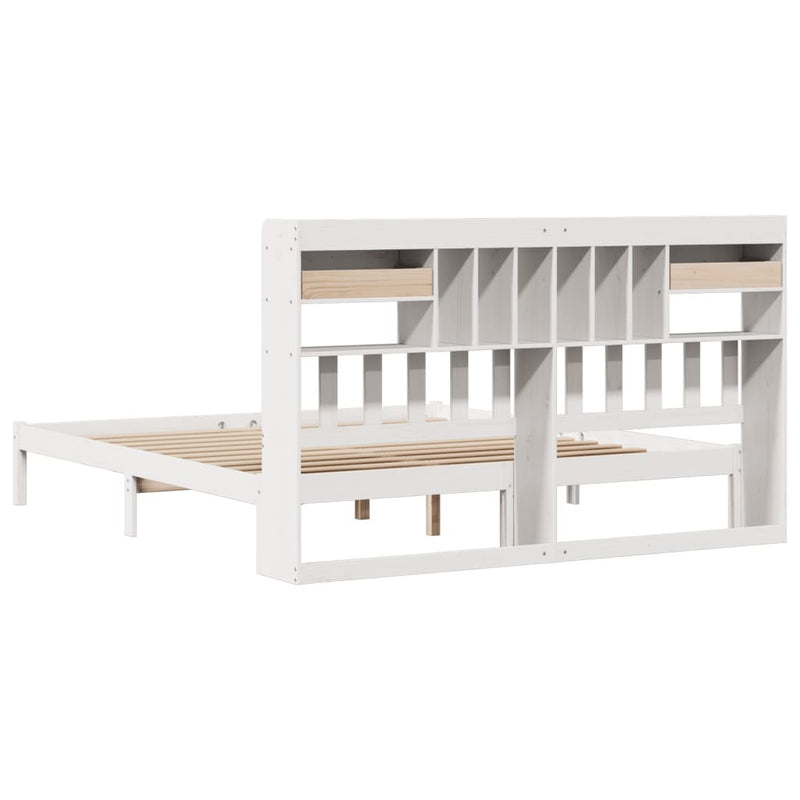 Bookcase Bed without Mattress White 200x200 cm Solid Wood Pine