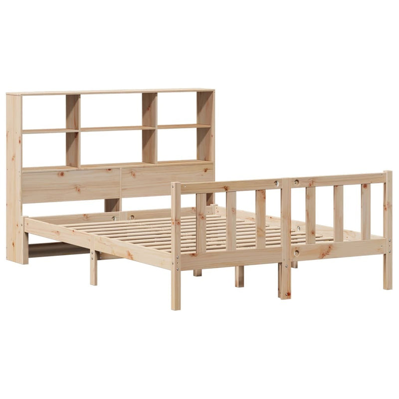 Bookcase Bed without Mattress 150x200 cm King Size Solid Wood Pine