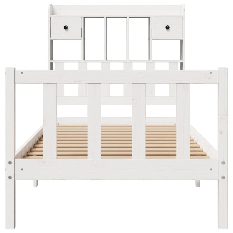 Bookcase Bed without Mattress White 75x190 cm Small Single Solid Wood Pine