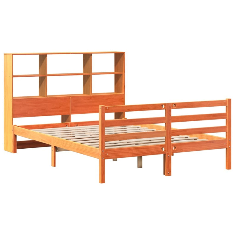 Bookcase Bed without Mattress Wax Brown 120x200 cm Solid Wood