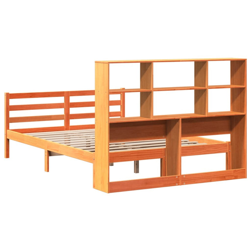 Bookcase Bed without Mattress Wax Brown 120x200 cm Solid Wood