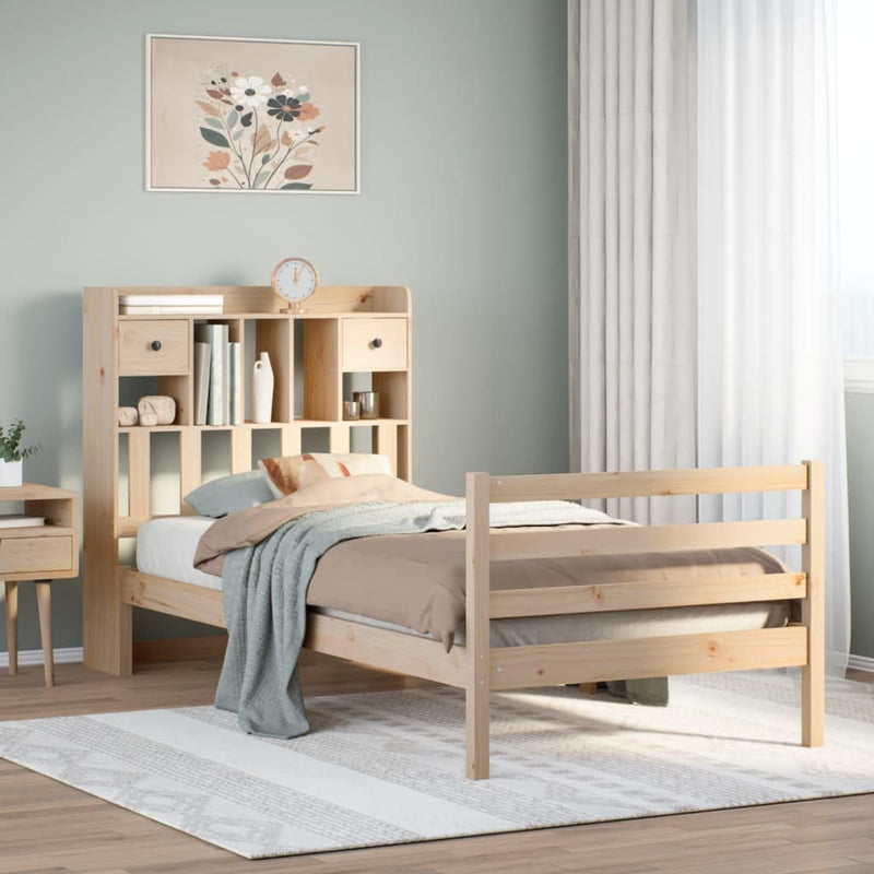 Bookcase Bed without Mattress 100x200 cm Solid Wood Pine