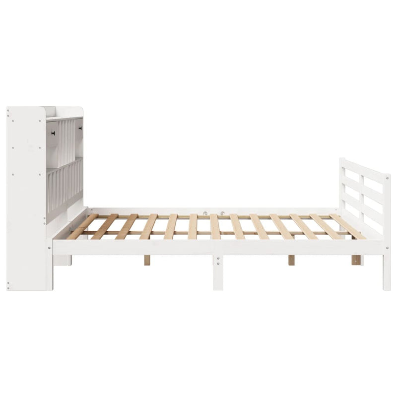 Bookcase Bed without Mattress White 200x200 cm Solid Wood Pine