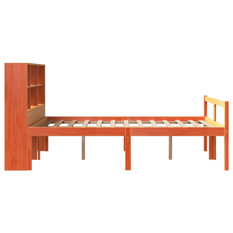 Bookcase Bed without Mattress Wax Brown 140x190 cm Solid Wood