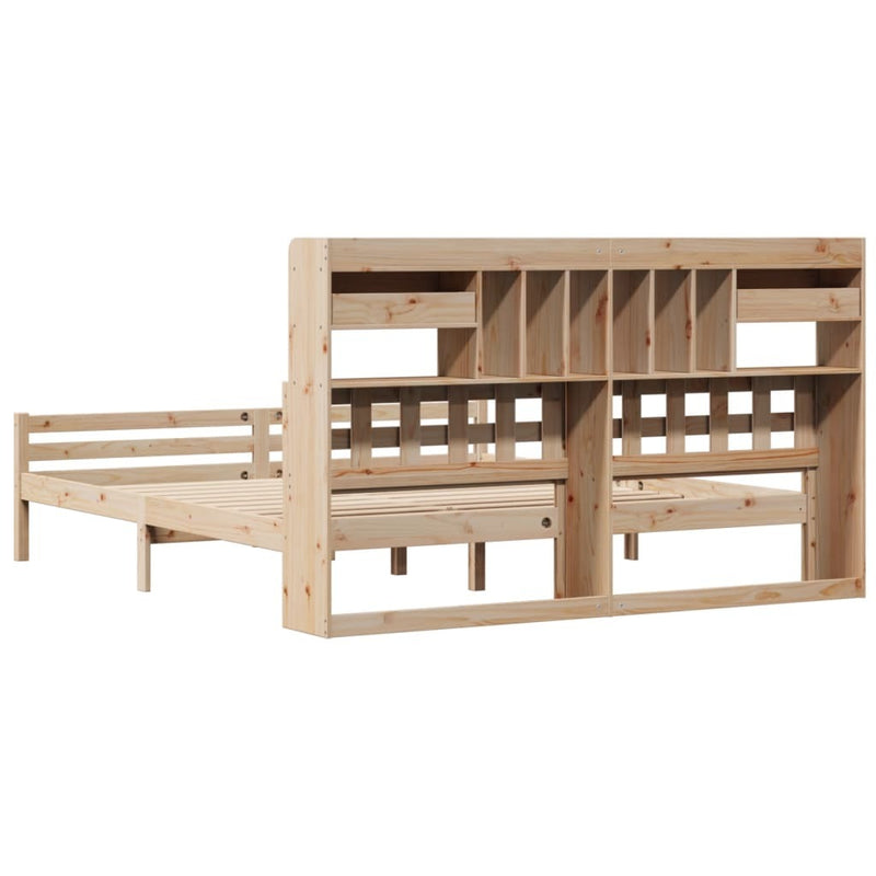 Bookcase Bed without Mattress 200x200cm Solid Wood Pine