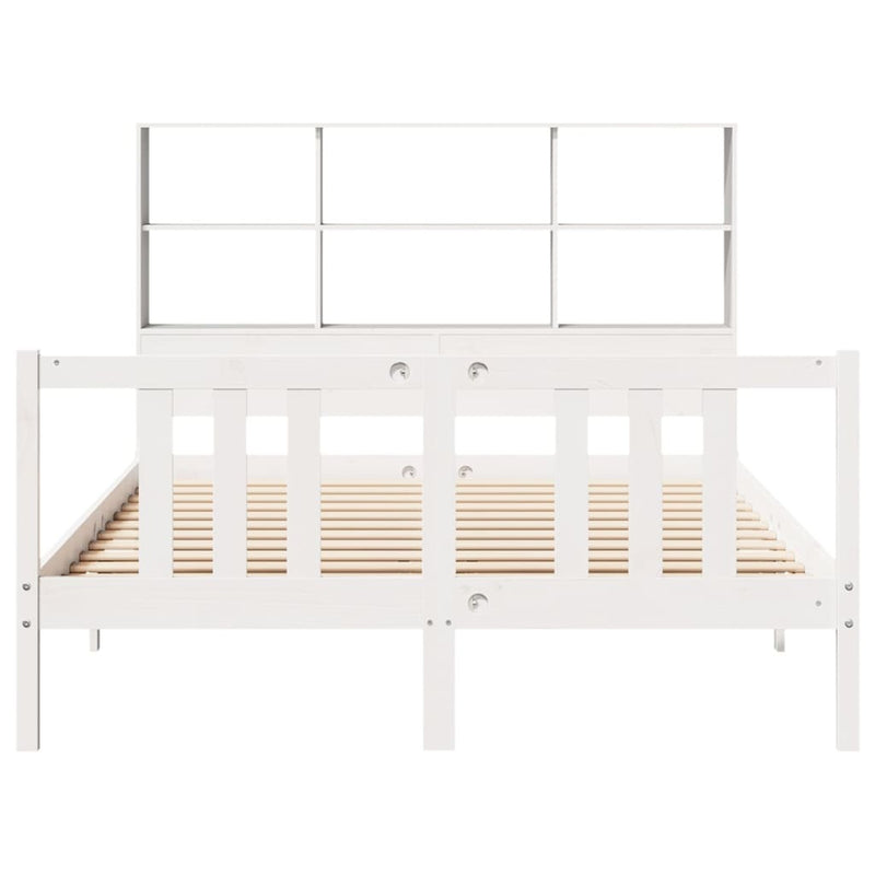 Bookcase Bed without Mattress White 140x200cm Solid Wood Pine