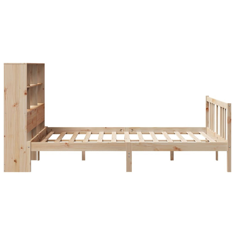 Bookcase Bed without Mattress 150x200cm King Size Solid Wood Pine