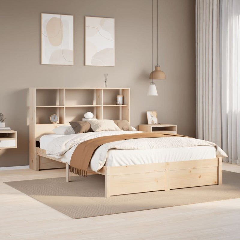 Bookcase Bed without Mattress 140x200cm Solid Wood Pine