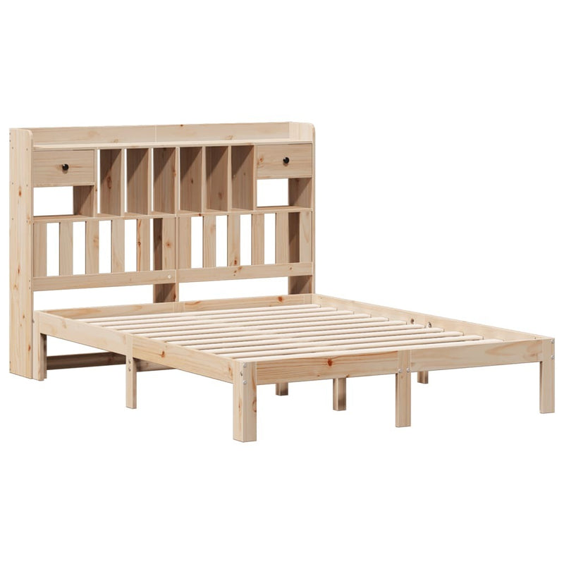 Bookcase Bed without Mattress 140x190cm Solid Wood Pine