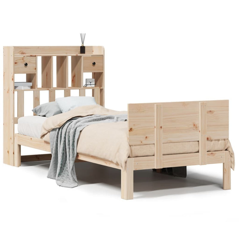 Bookcase Bed without Mattress 100x200cm Solid Wood Pine