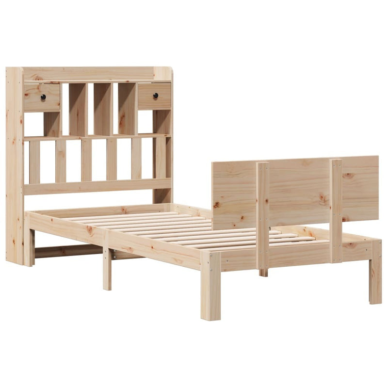 Bookcase Bed without Mattress 100x200cm Solid Wood Pine