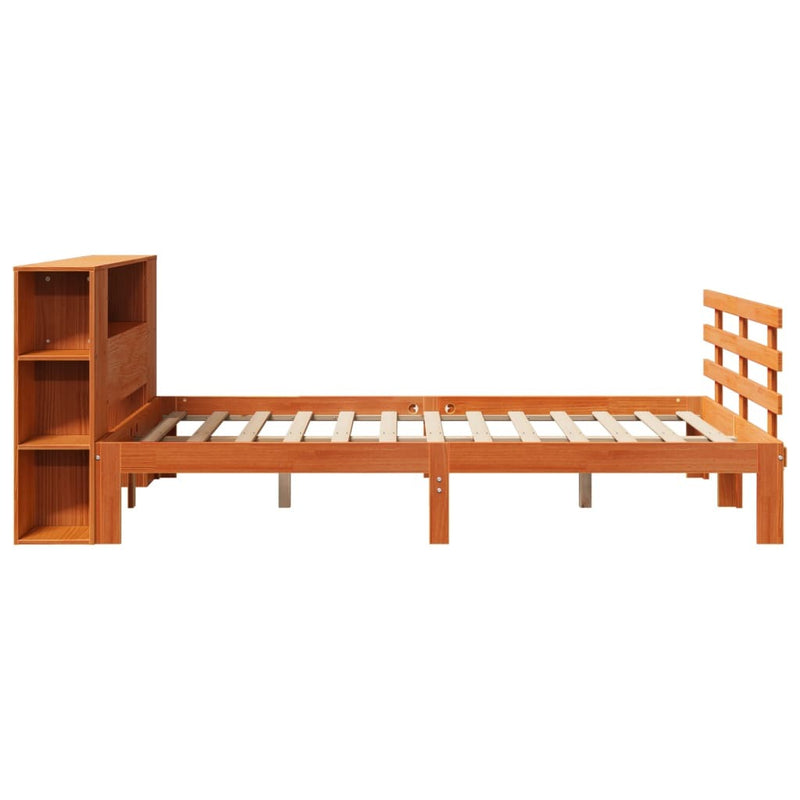 Bookcase Bed without Mattress Wax Brown 140x190cm Solid Wood Pine