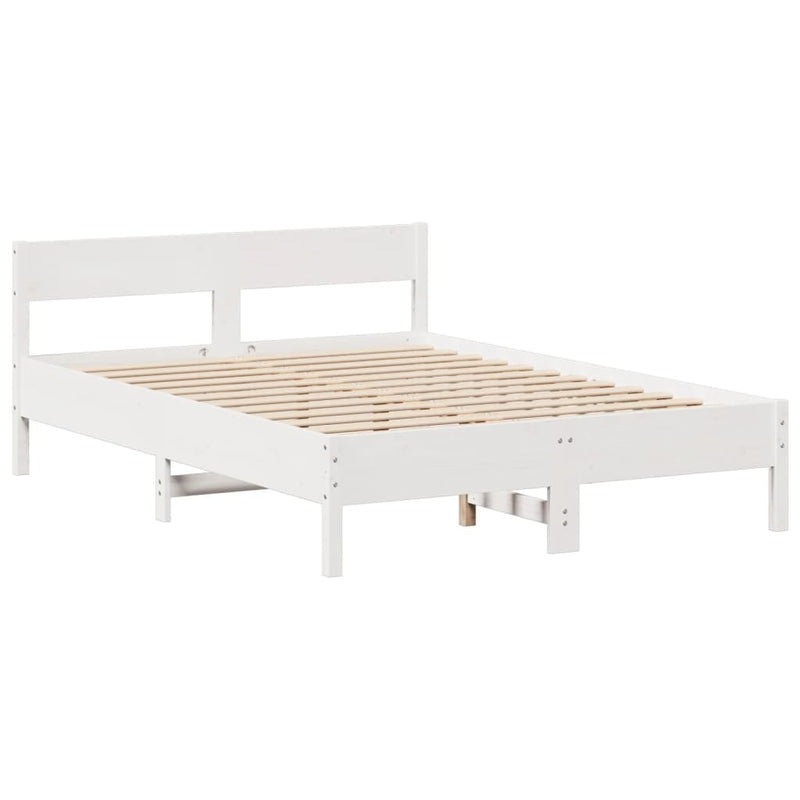 Bookcase Bed without Mattress White 150x200 cm King Size Solid Wood Pine