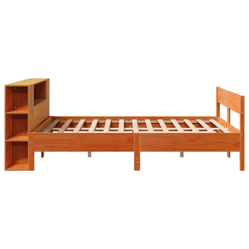 Bookcase Bed without Mattress Wax Brown 120x200cm Solid Wood Pine