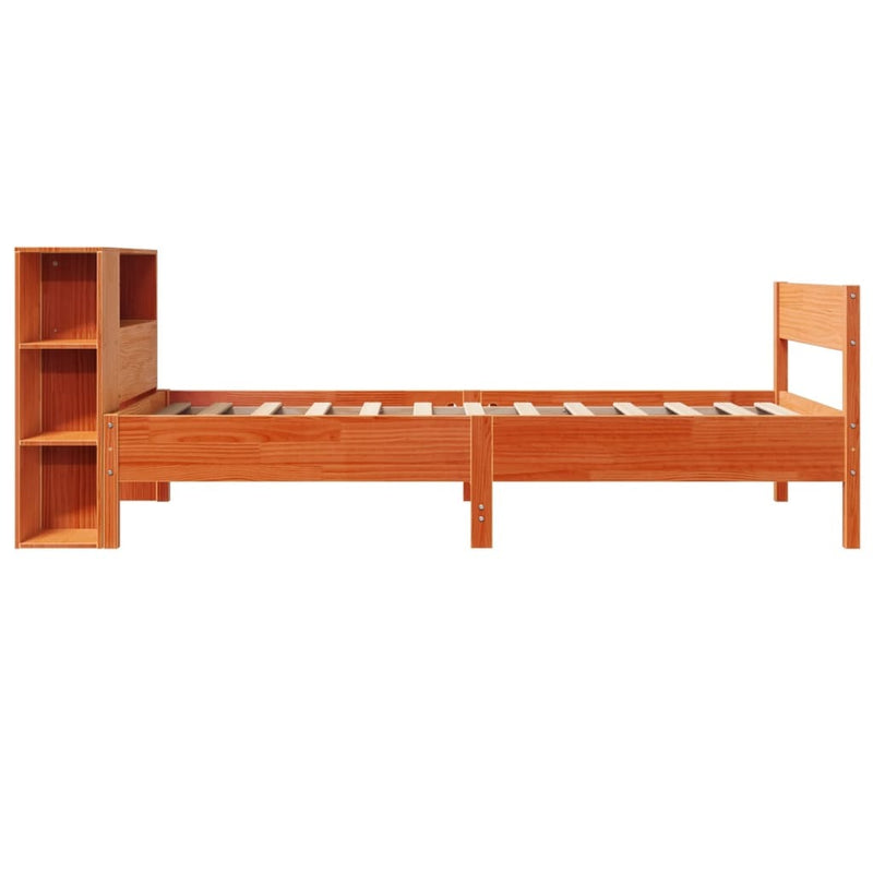 Bookcase Bed without Mattress Wax Brown 75x190 cm Small Single Solid Wood Pine