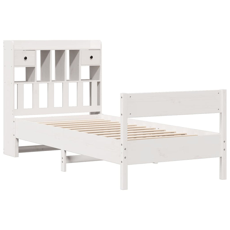 Bookcase Bed without Mattress White 100x200 cm Solid Wood Pine