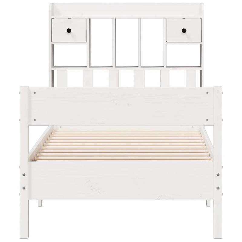 Bookcase Bed without Mattress White 100x200 cm Solid Wood Pine