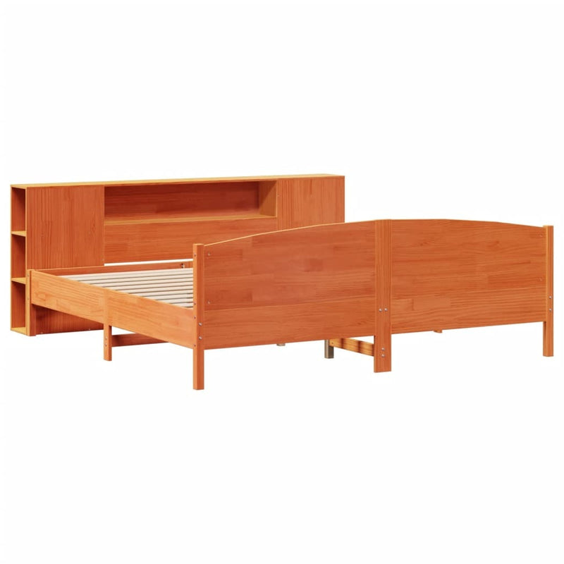 Bookcase Bed without Mattress Wax Brown 180x200cm Solid Wood Pine