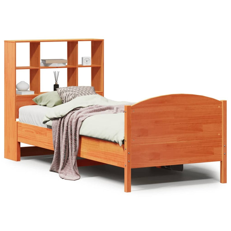 Bookcase Bed without Mattress Wax Brown 90x190 cm Single Solid Wood Pine