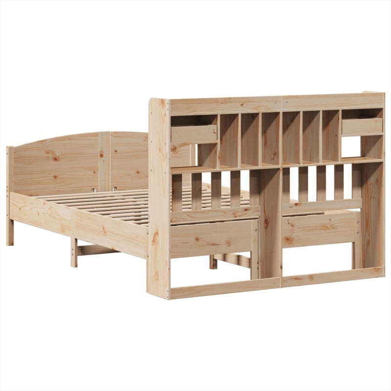 Bookcase Bed without Mattress 140x200cm Solid Wood Pine