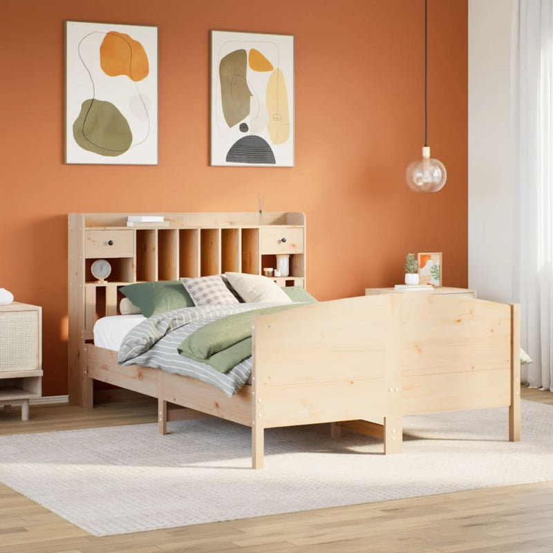 Bookcase Bed without Mattress 140x200cm Solid Wood Pine