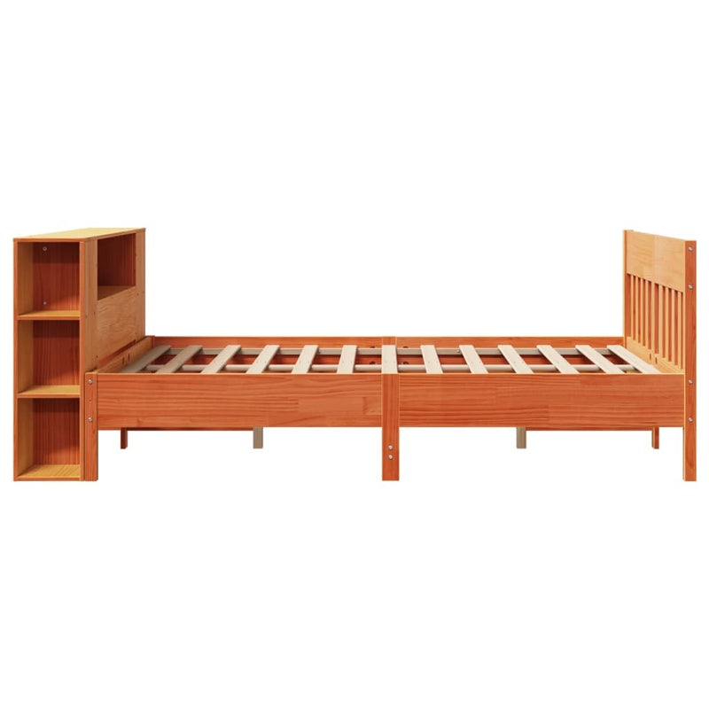 Bookcase Bed without Mattress Wax Brown 120x190 cm Small Double Solid Wood Pine