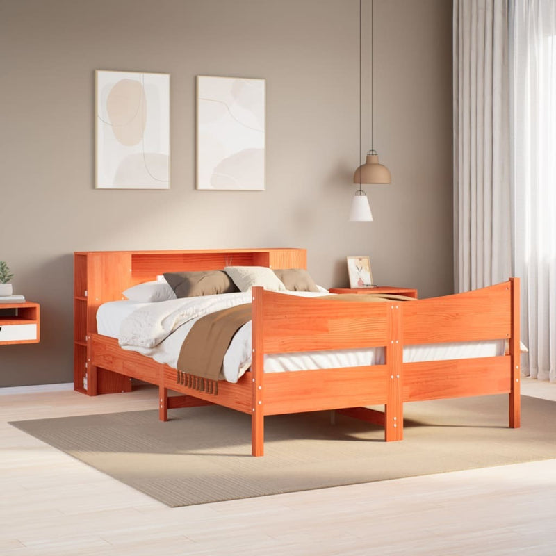 Bed Frame without Mattress Wax Brown 160x200 cm Solid Wood Pine