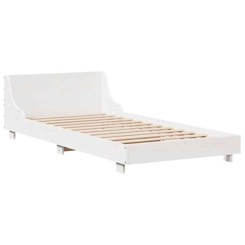 Bed Frame without Mattress White 100x200 cm Solid Wood Pine