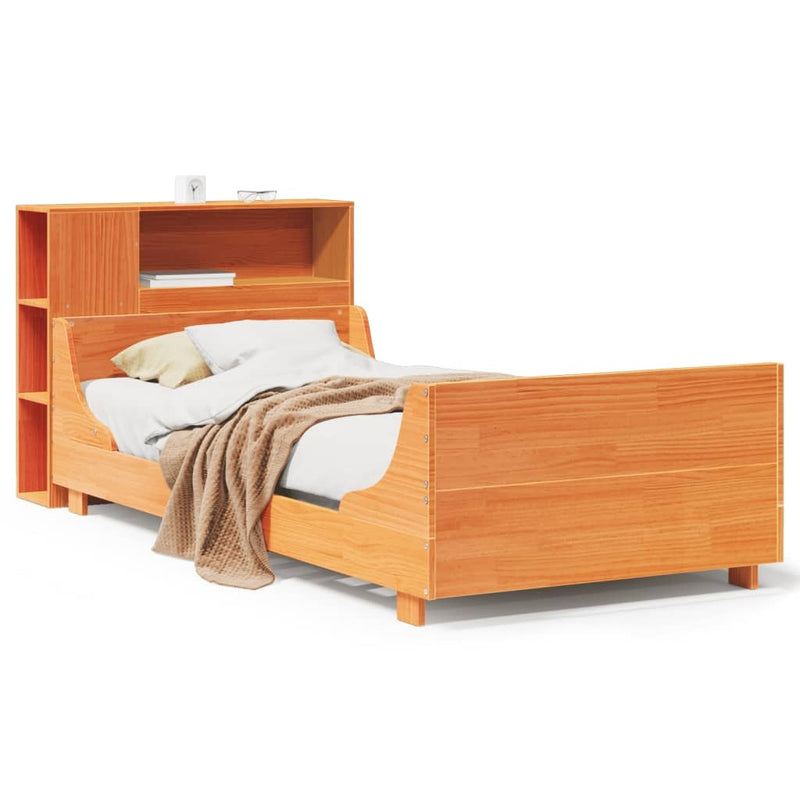 Bed Frame without Mattress Wax Brown 90x200 cm Solid Wood Pine