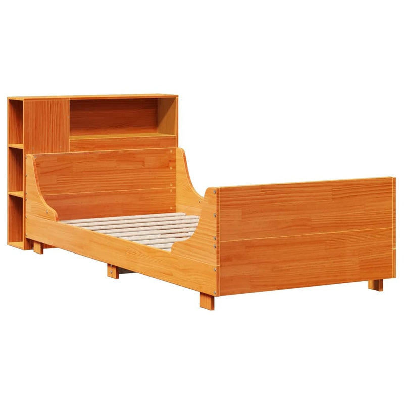 Bed Frame without Mattress Wax Brown 90x200 cm Solid Wood Pine