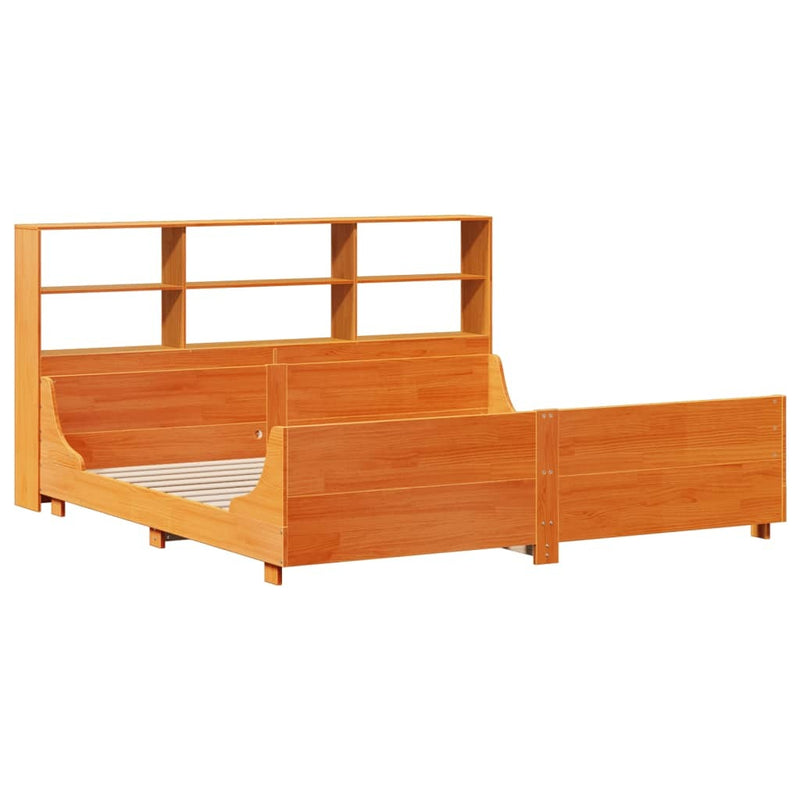 Bookcase Bed without Mattress Wax Brown 180x200 cm Super King Solid Wood