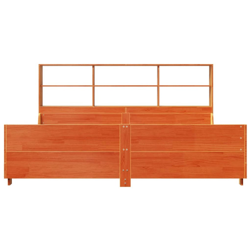 Bookcase Bed without Mattress Wax Brown 180x200 cm Super King Solid Wood